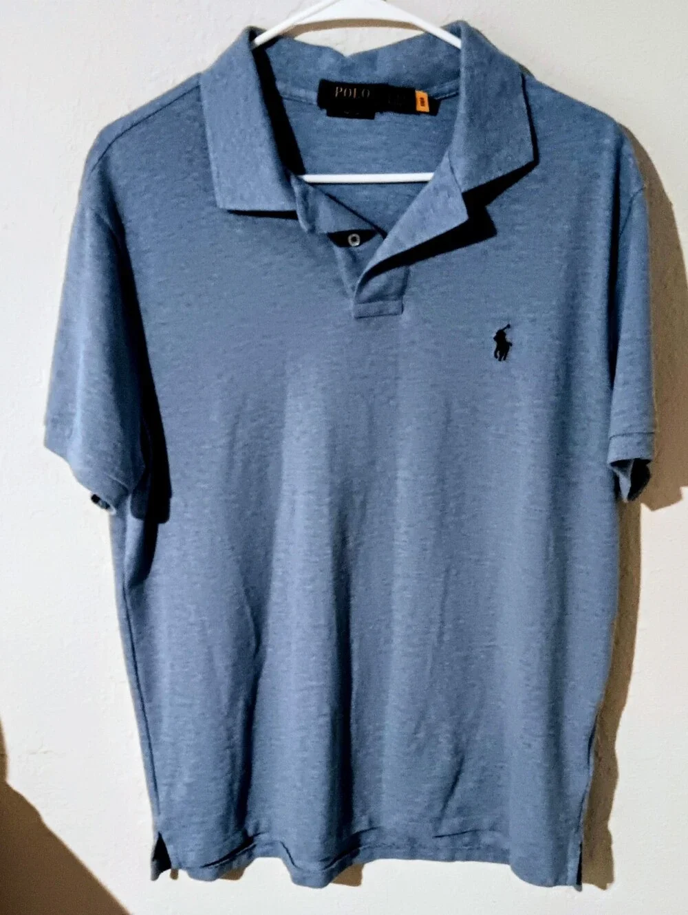 Polo by Ralph Lauren Men's  Blue Polo Custo. Slim Fit Shirt- Large